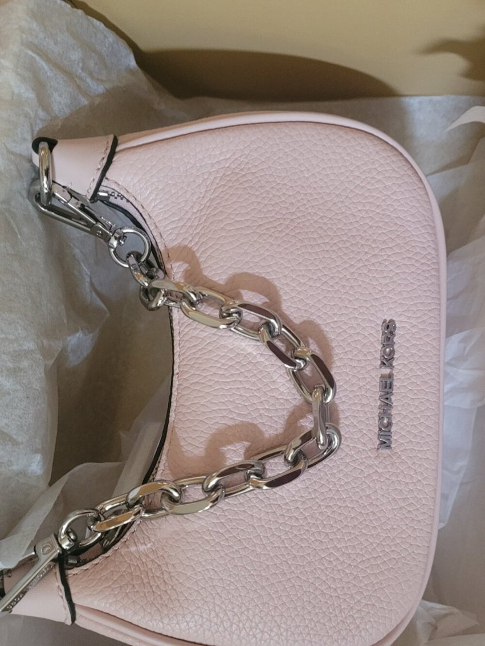 Michael Kors Cora MINI Shoulder Pouchette Bag Powder Blush NWT - Picture 8 of 10